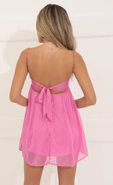 Chiffon Baby Doll Dress in Pink